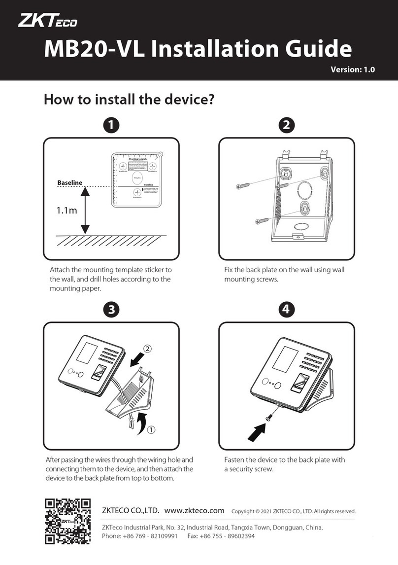 ZKTeco MB20-VL User manual