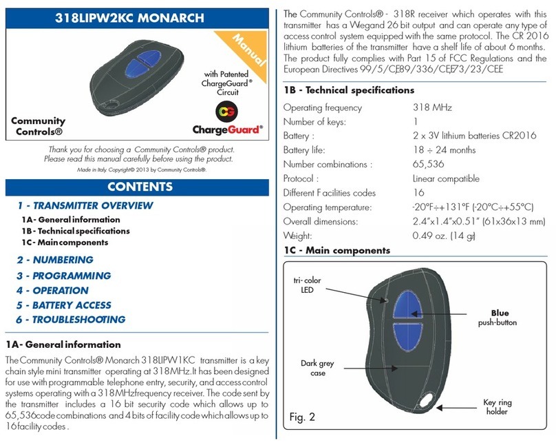 Community Controls 318LIPW1KC MONARCH manual