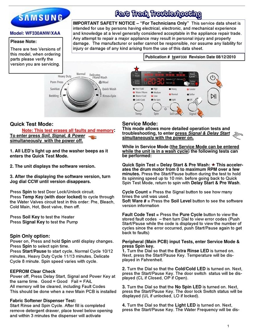 Samsung WF330ANW/XAA Troubleshooting