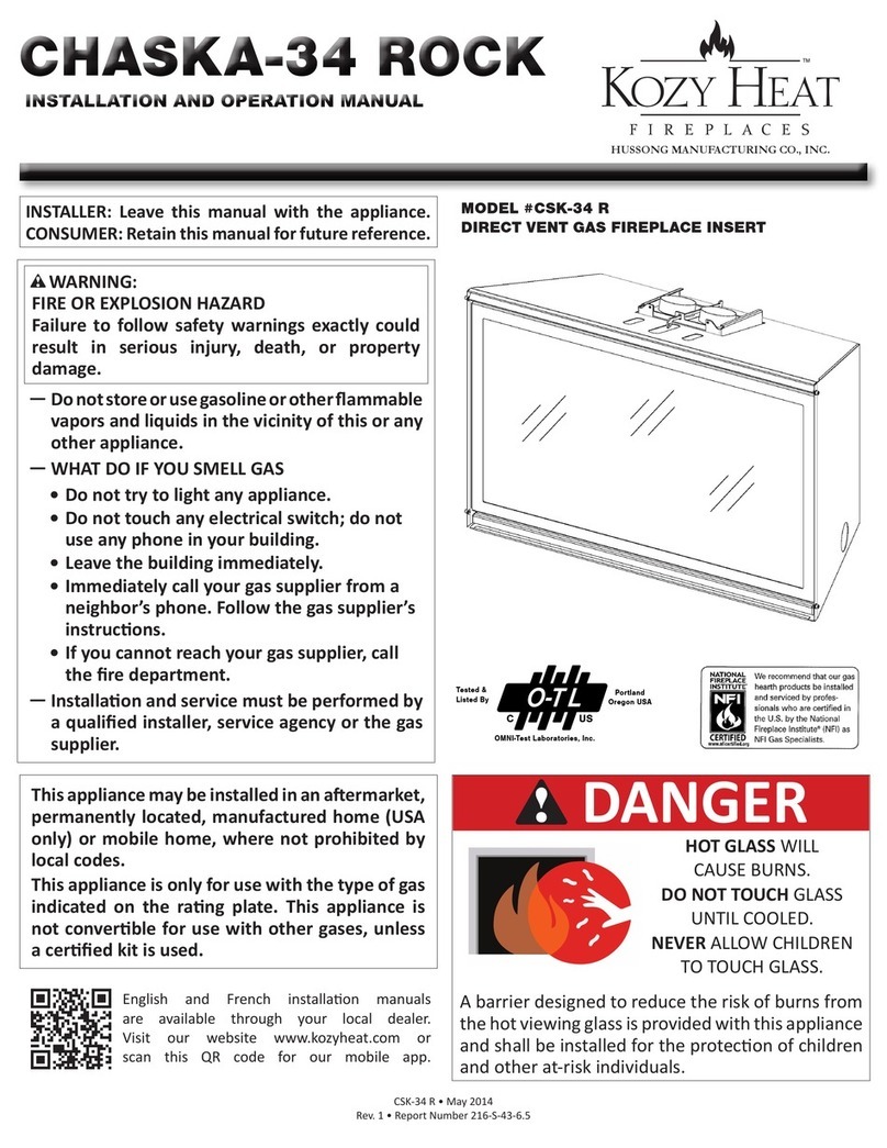 kozy heat CHASKA-34 ROCK Installation and operation manual kozy heat CHASKA-34 ROCK Installation and operation manual