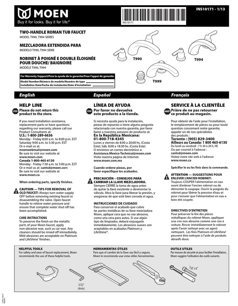 Moen T994 Series quick start guide