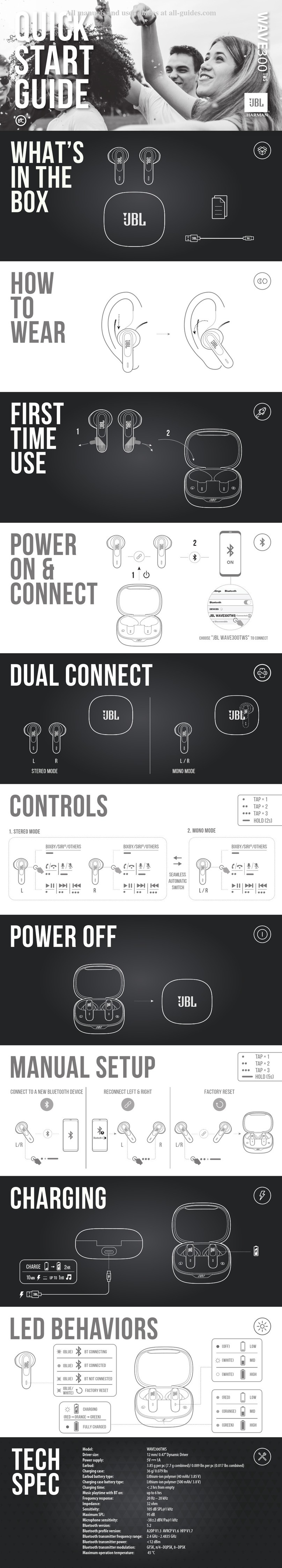 Harman JBL WAVE300TWS quick start guide