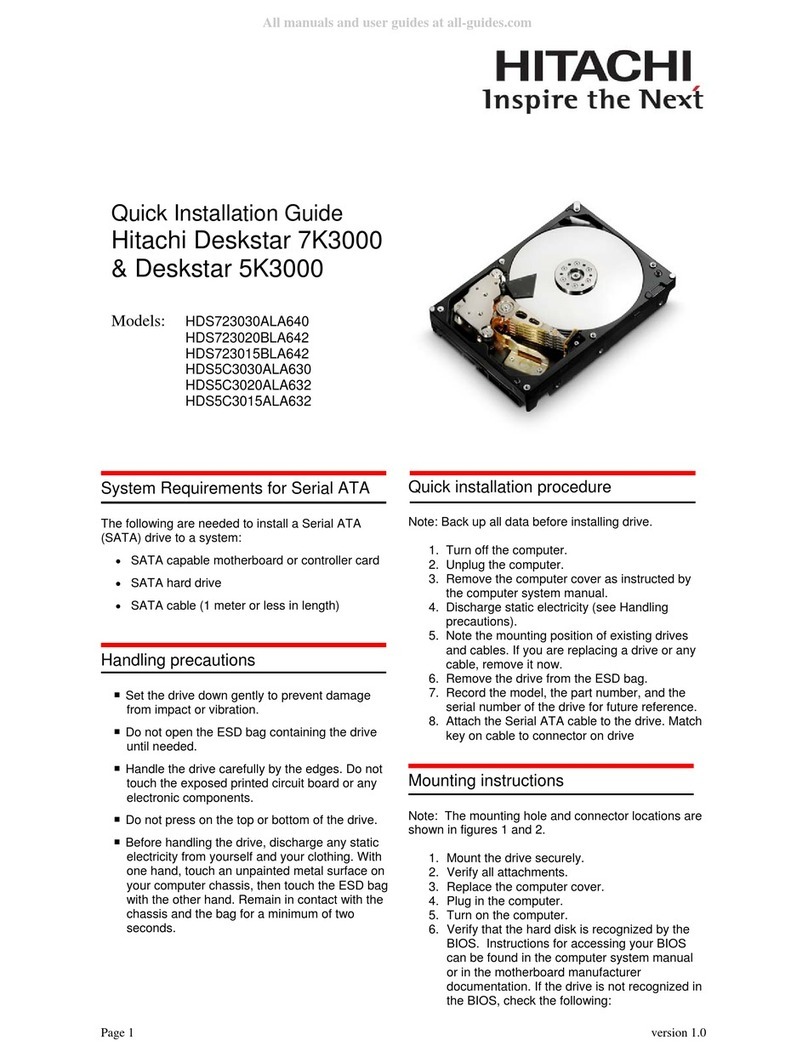 Hitachi Deskstar 7K3000 Quick installation guide