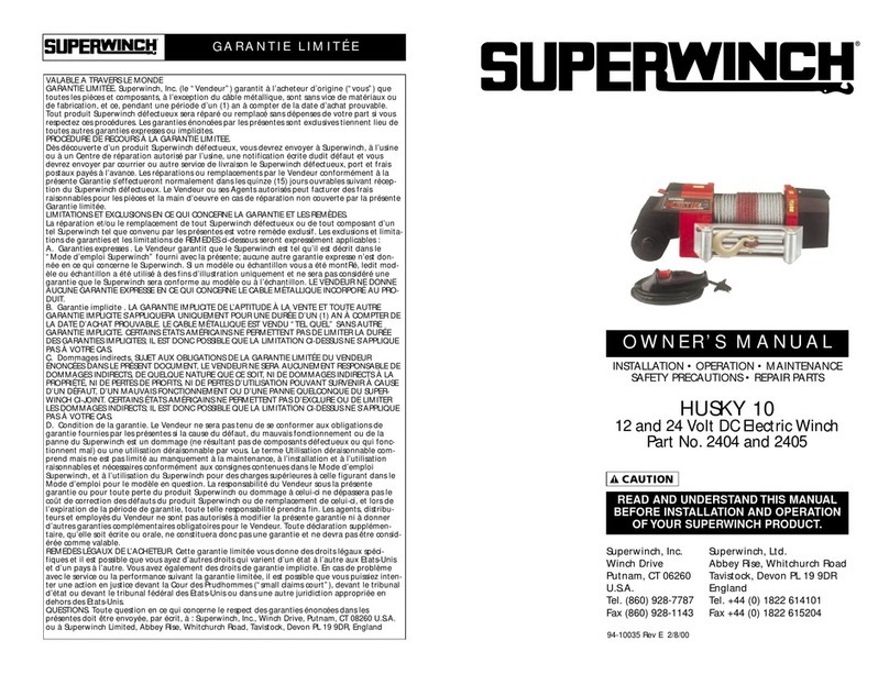 Superwinch HUSKY 10 User manual Superwinch HUSKY 10 User manual