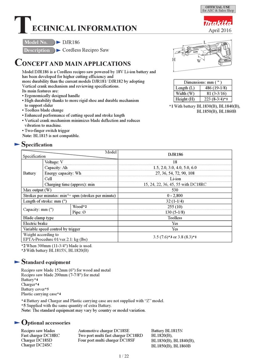 Makita DJR186 technical information