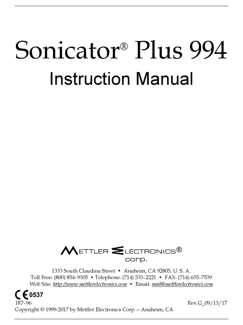 Mettler Electronics Sonicator Plus 994 instruction manual