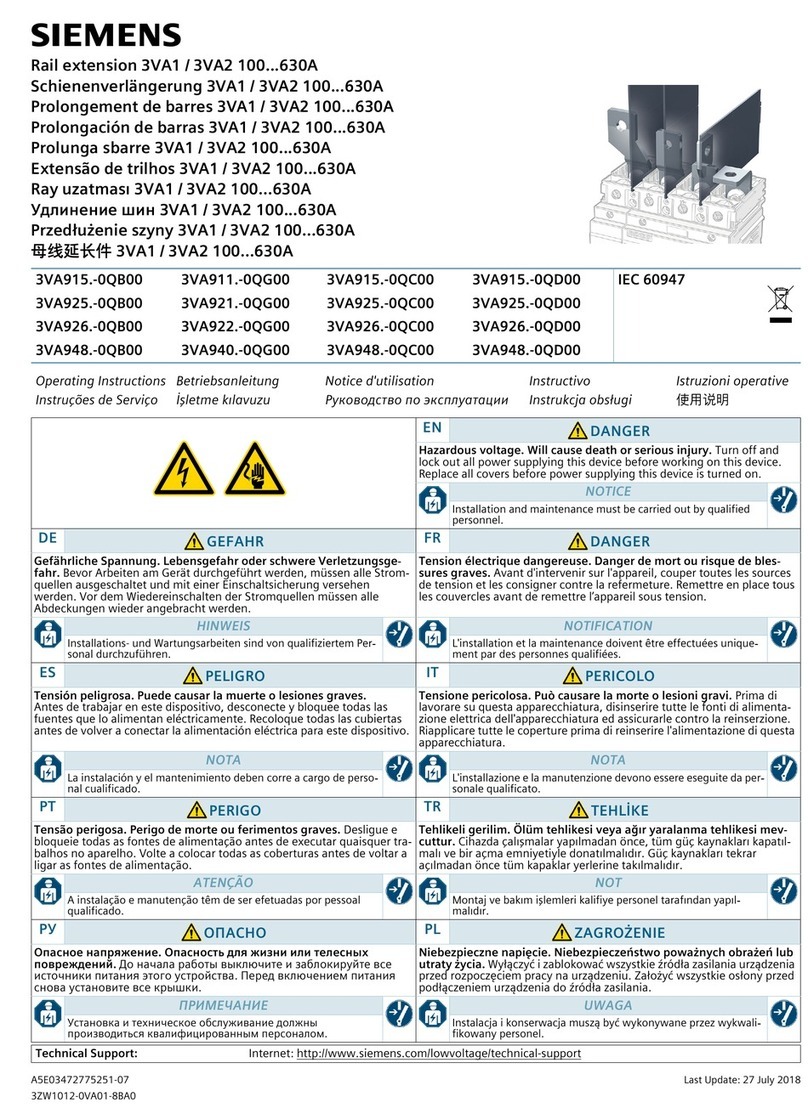 Siemens 3VA1 100 630A Series User manual