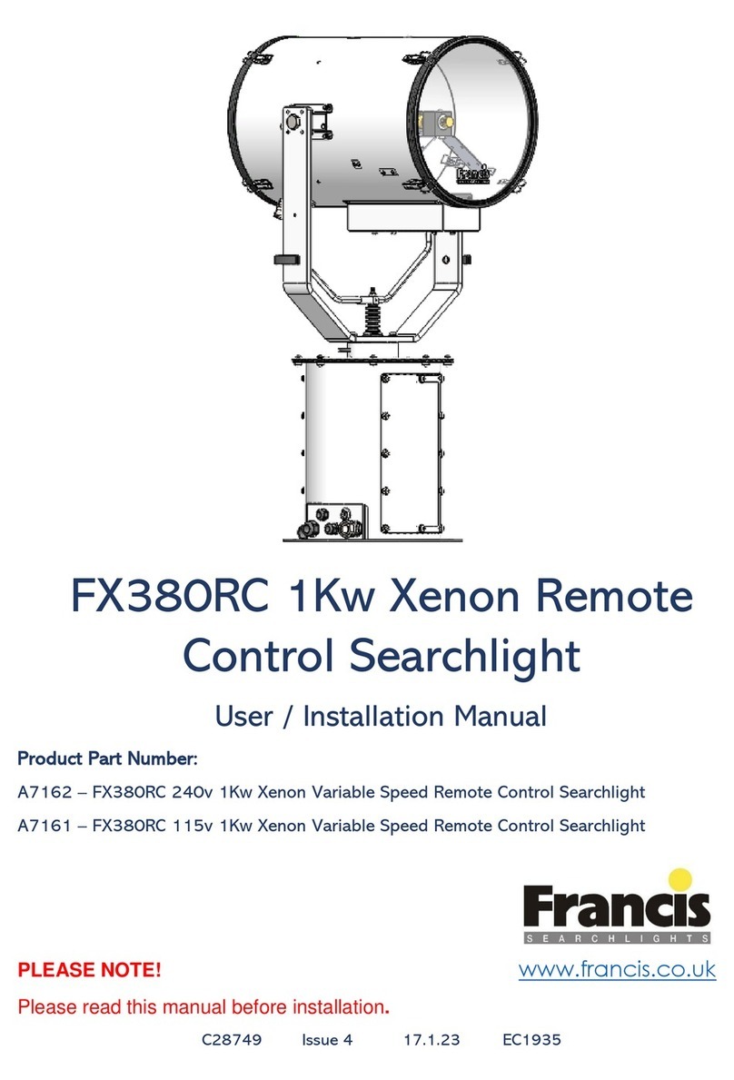 Francis Searchlights FX380RC User & installation manual Francis Searchlights FX380RC User & installation manual