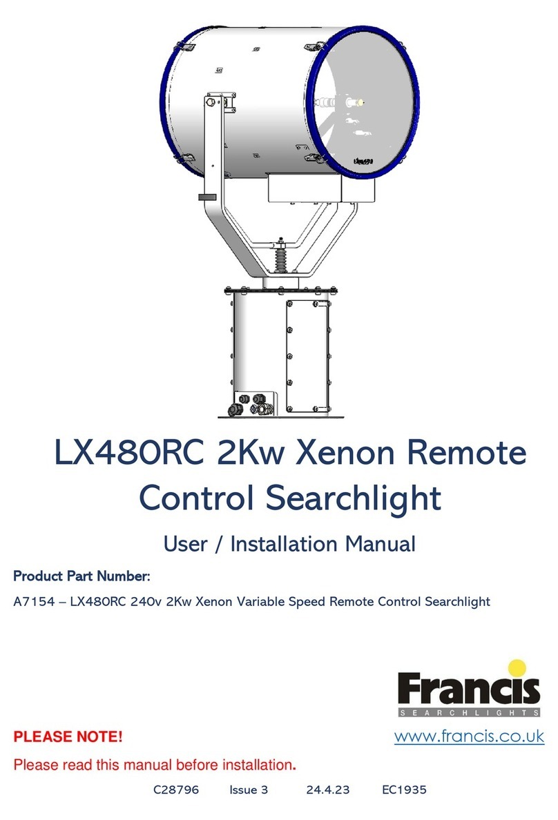 Francis Searchlights LX480RC User & installation manual