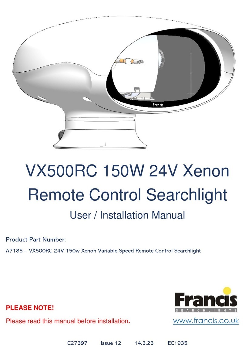 Francis Searchlights VX500RC User & installation manual