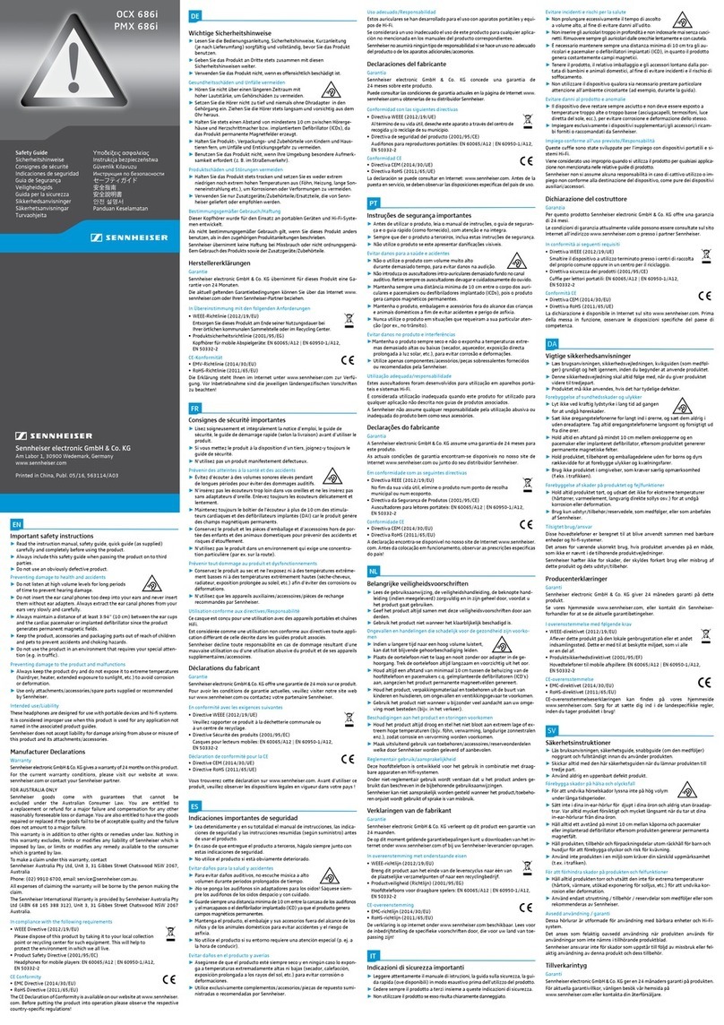 Sennheiser OCX 686i Safety guide