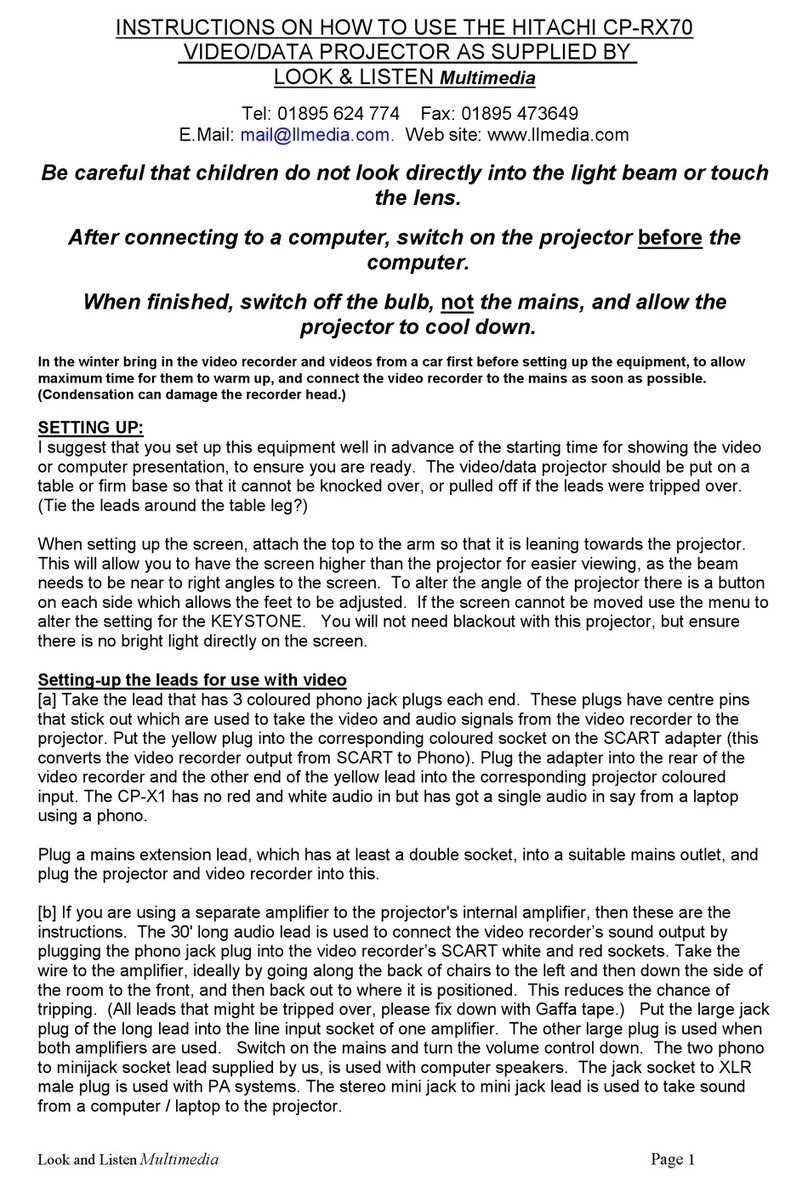 Hitachi CP-RX70 instructions