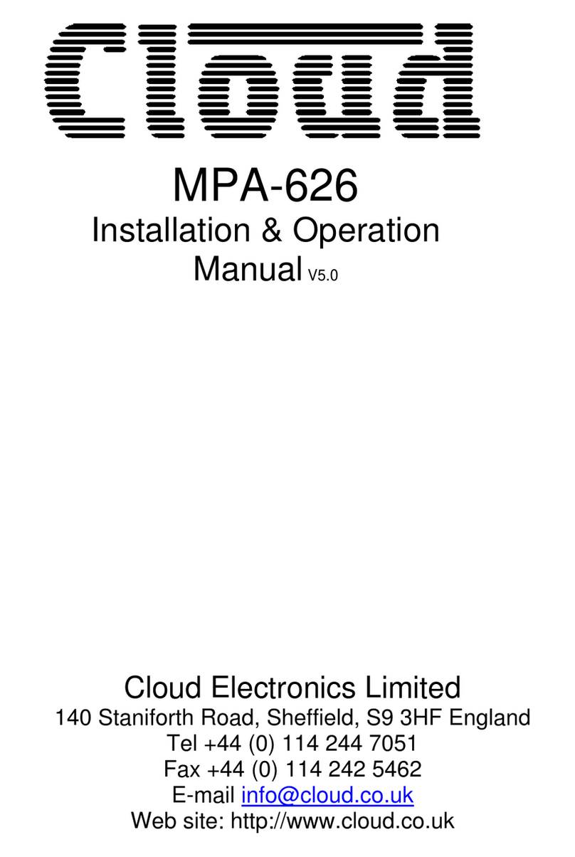 Cloud MPA-626 Installation & operation manual