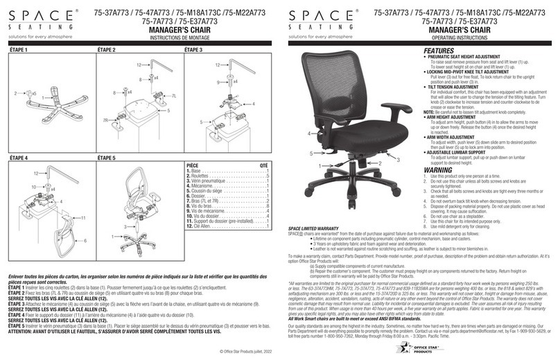Space Seating 75-37A773 User manual