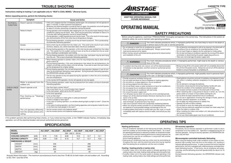 Fujitsu AIRSTAGE AU 25UF Series User manual