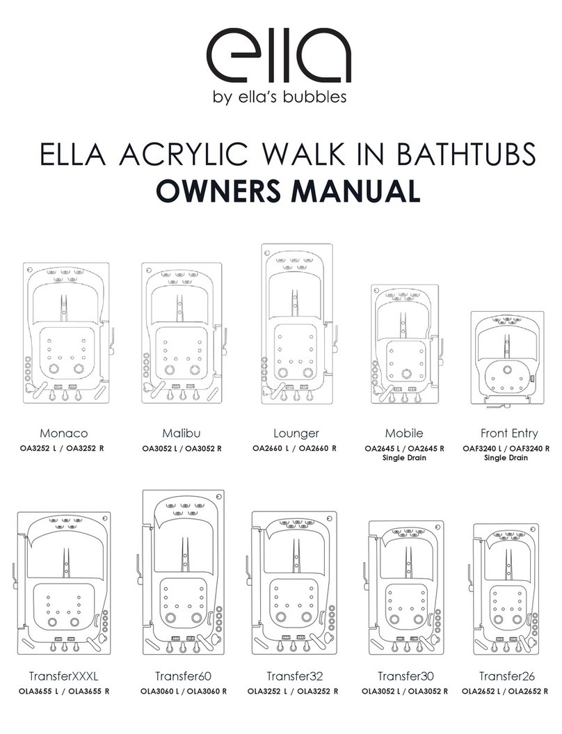 Ella's Bubbles Front Entry OAF3240 L Single Drain owner's manual Ella's Bubbles Front Entry OAF3240 L Single Drain owner's manual