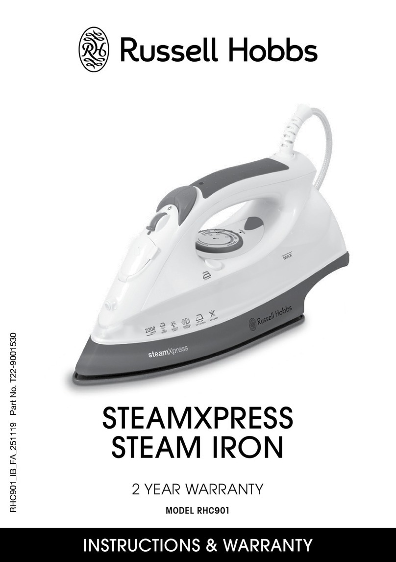 Russell Hobbs steamXpress RHC901 Warranty & instructions
