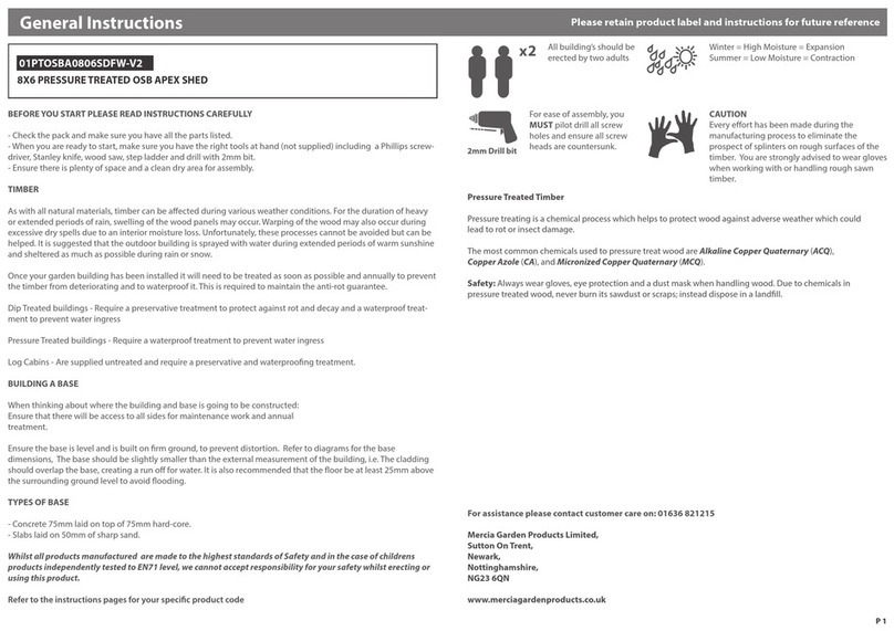 Mercia Garden Products 01PTOSBA0806SDFW-V2 User manual