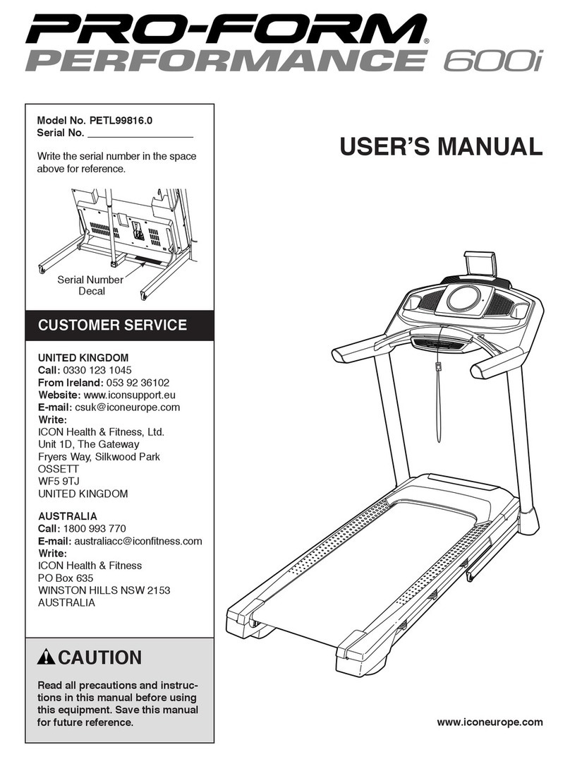ICON PRO-FORM PERFORMANCE 600i User manual