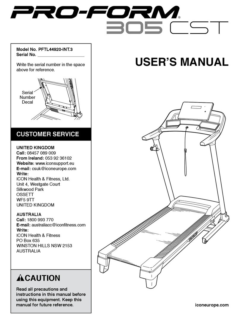 ICON PRO-FORM 305 CST user manual