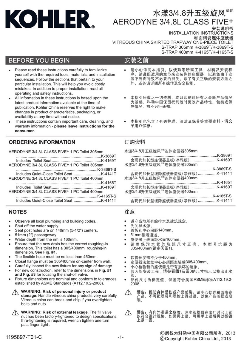 Kohler S-TRAP K-3869T User manual