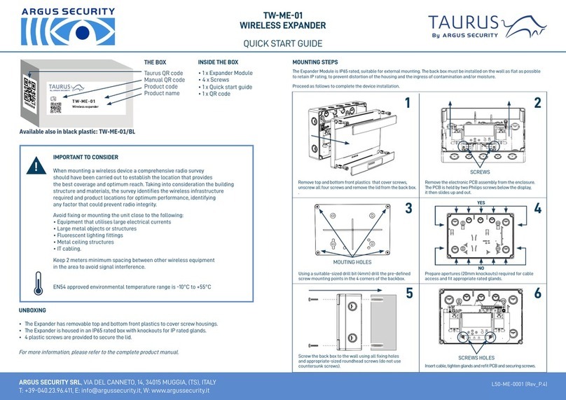 Argus Security TAURUS TW-ME-01 quick start guide