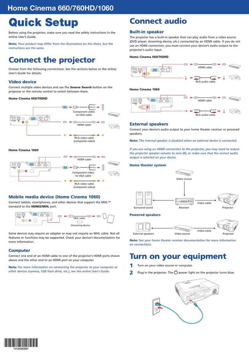 Epson Home Cinema 760HD Specification sheet