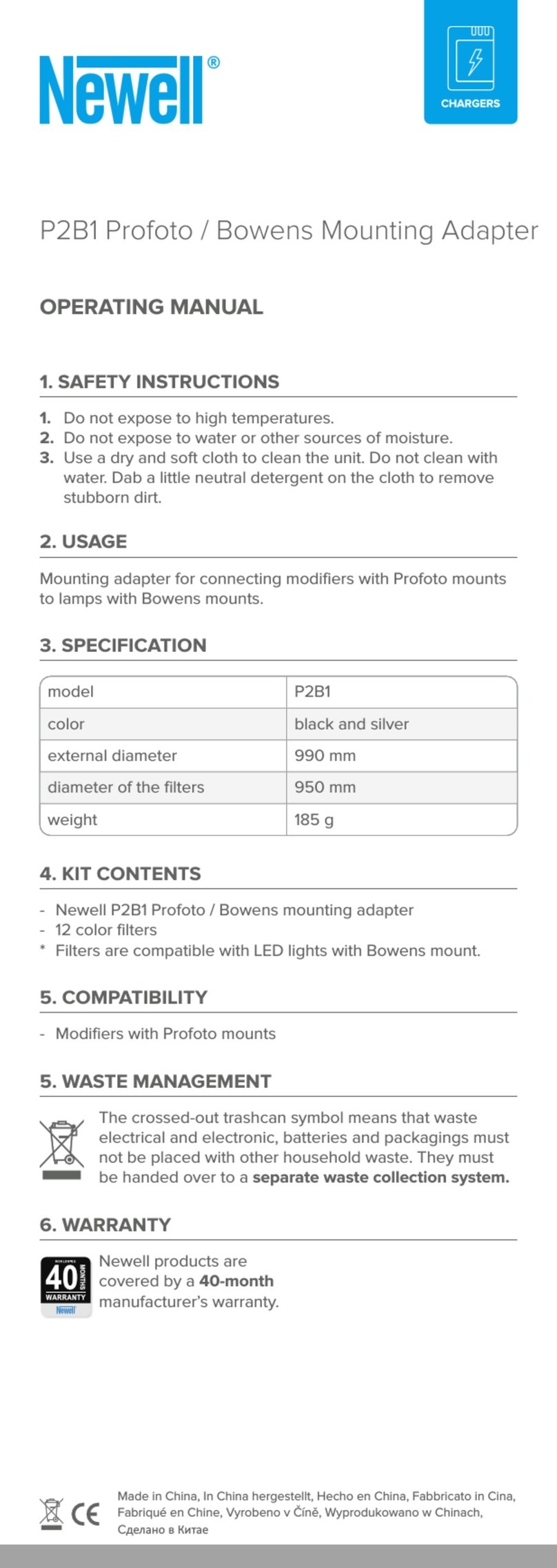newell P2B1 operating manual