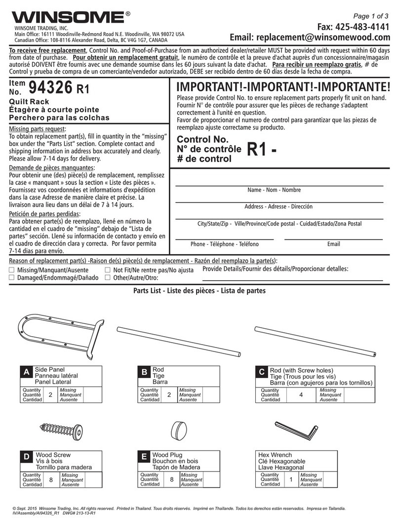 Winsome 94326R1 manual