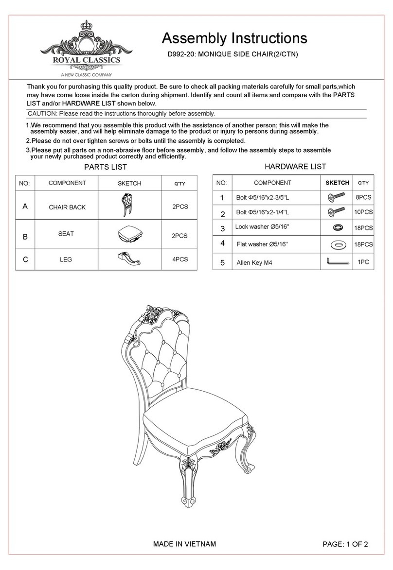 Royal Classics MONIQUE D992-20 Assembly instructions
