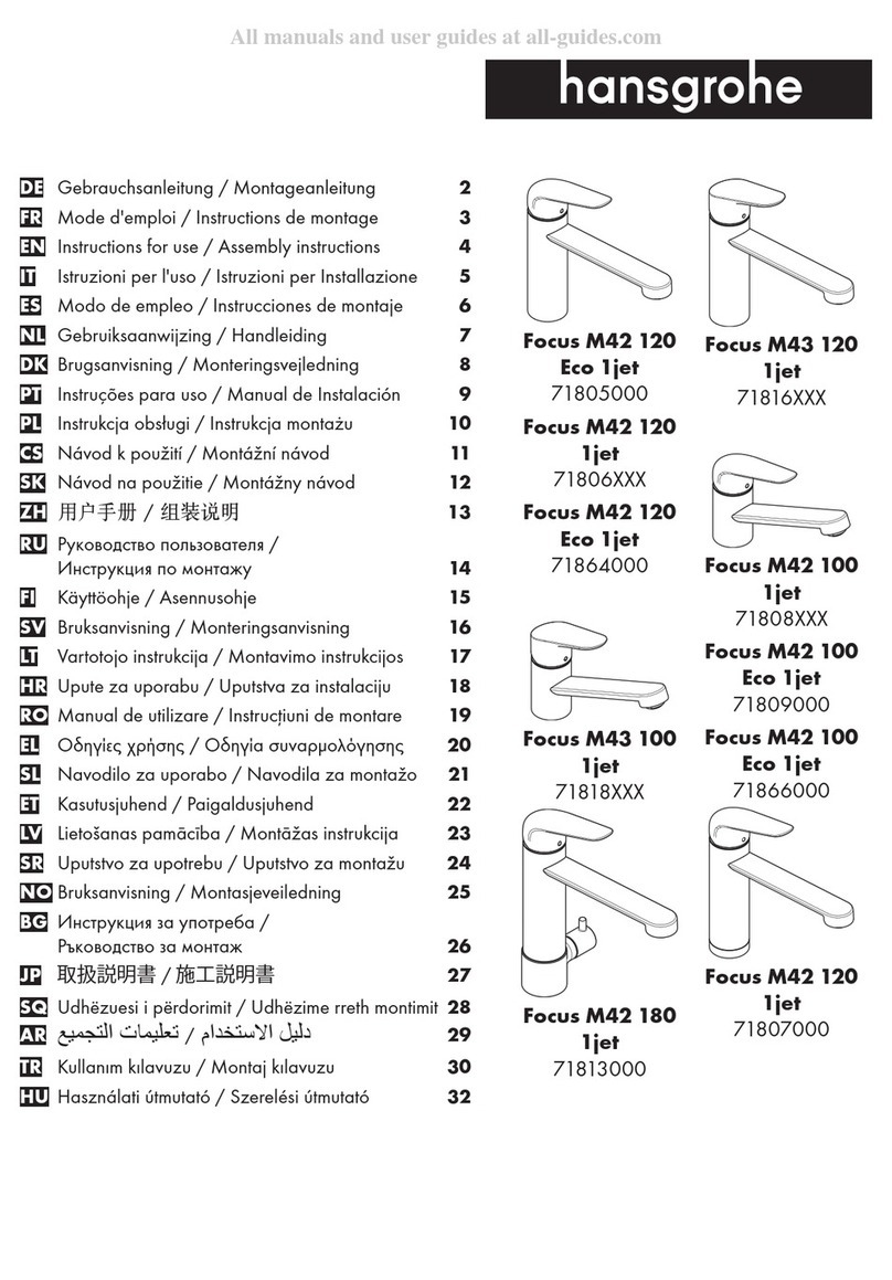 Hans Grohe Focus M42 120 1jet 71806 Series Instructions for use/assembly instructions Hans Grohe Focus M42 120 1jet 71806 Series Instructions for use/assembly instructions