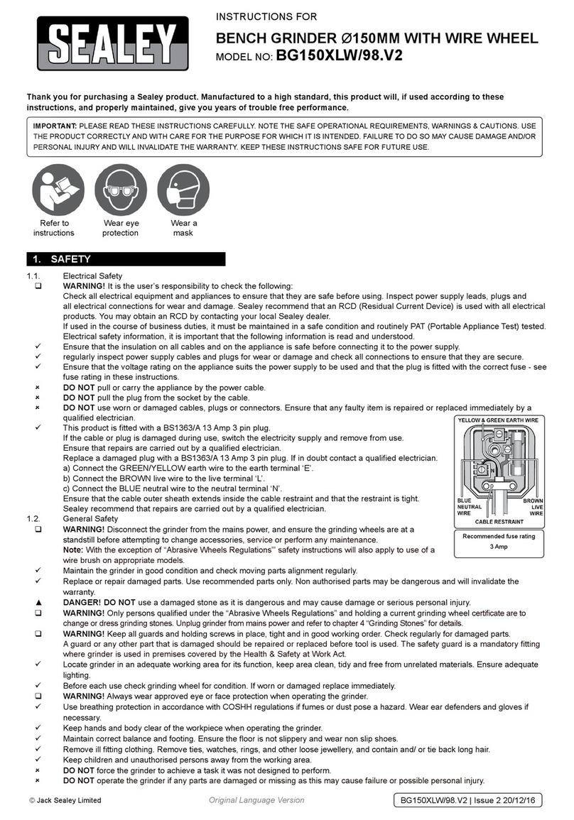 Sealey BG150XLW/98.V2 instructions