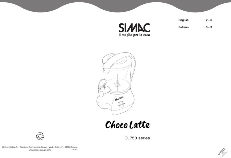 DeLonghi SIMAC Choco Latte CL758 Series manual