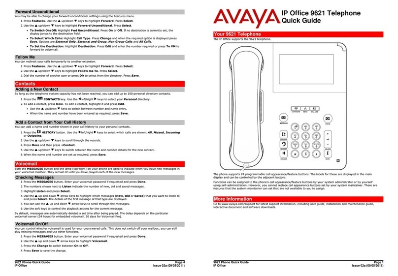 Avaya IP Office 9621 quick guide