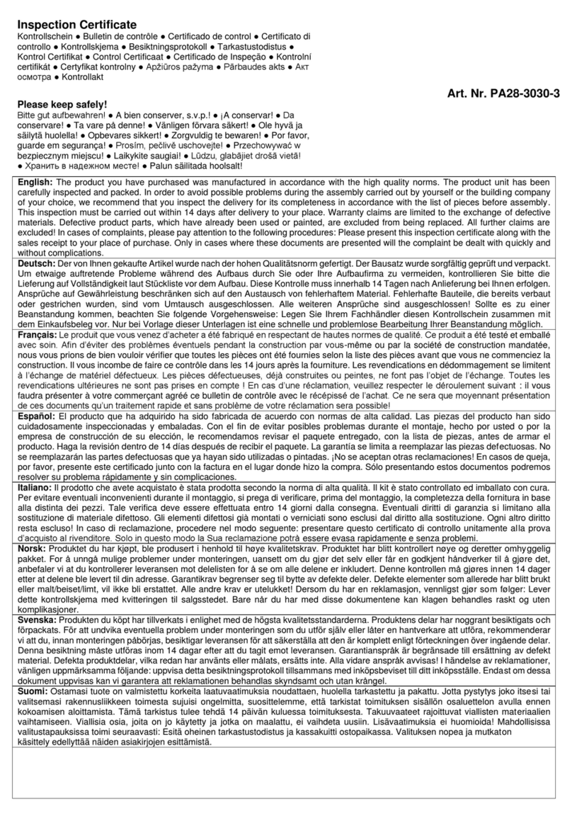 Palmako PA28-3030-3 Installer manual