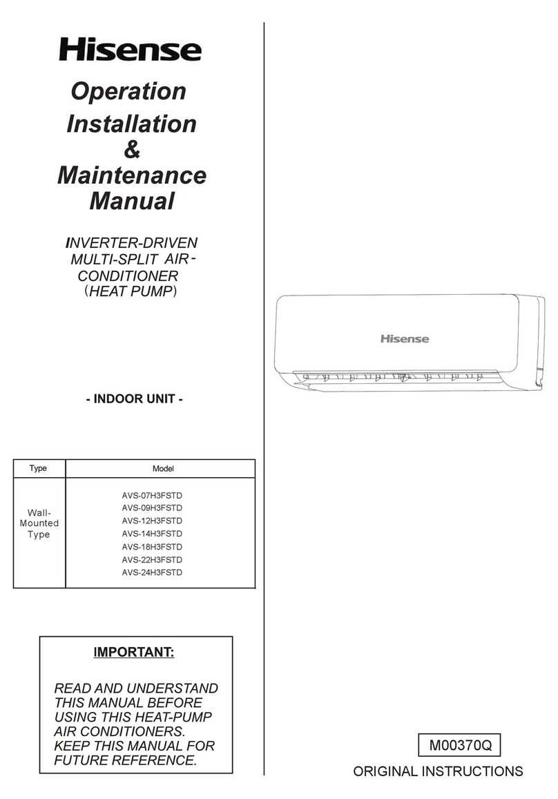 Hisense AVS-07H3FSTD Operation installation maintenance manual Hisense AVS-07H3FSTD Operation installation maintenance manual