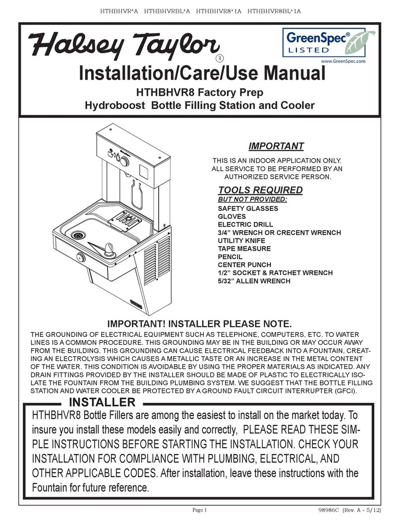 Halsey Taylor HydroBoost HTHBHVR8 Installation, care & use manual