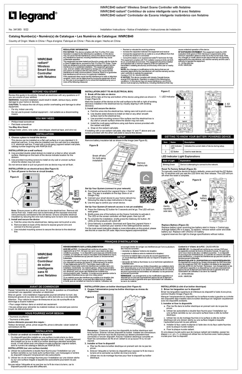 LEGRAND radiant WNRCB40WH User manual