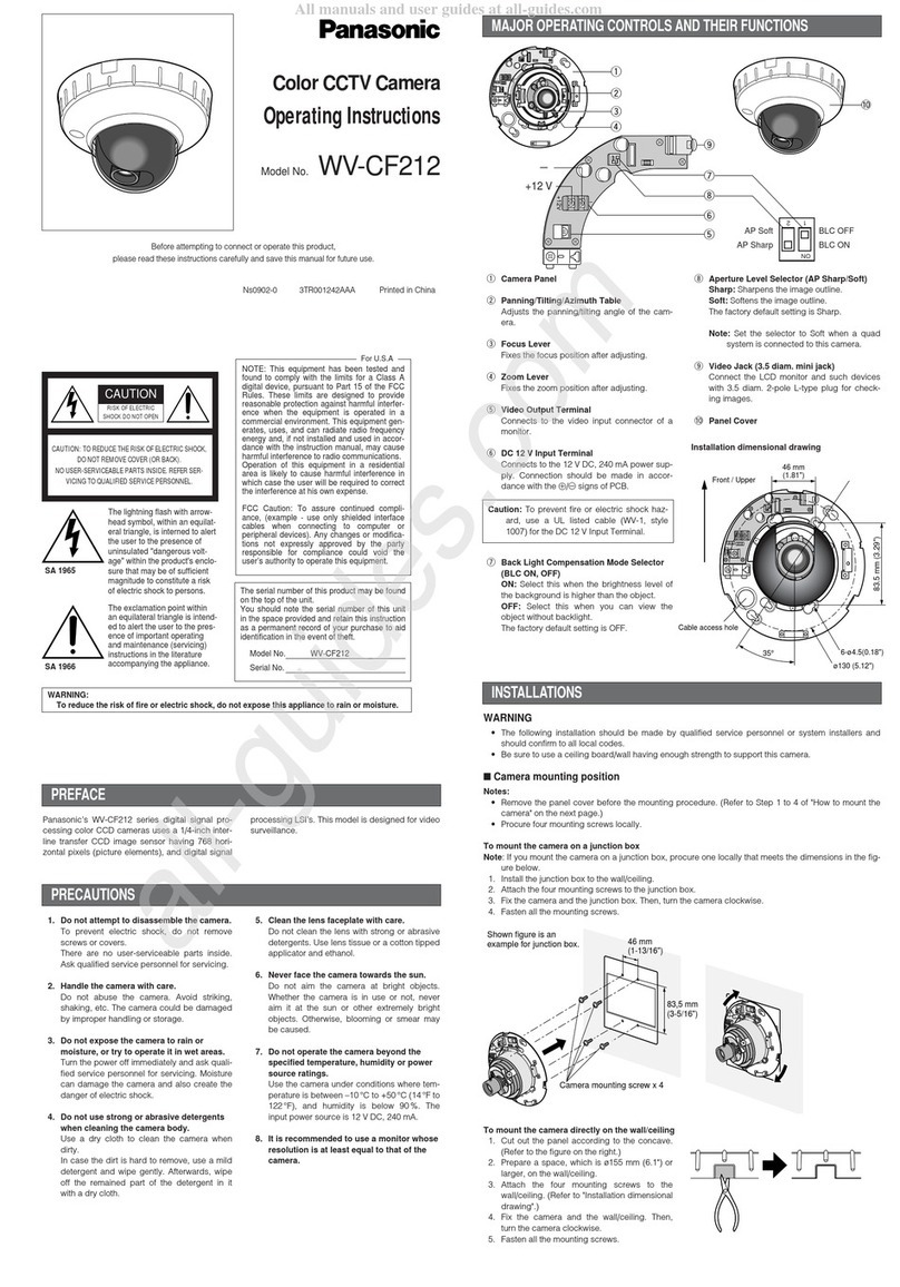 Panasonic WV-CF212 operating instructions