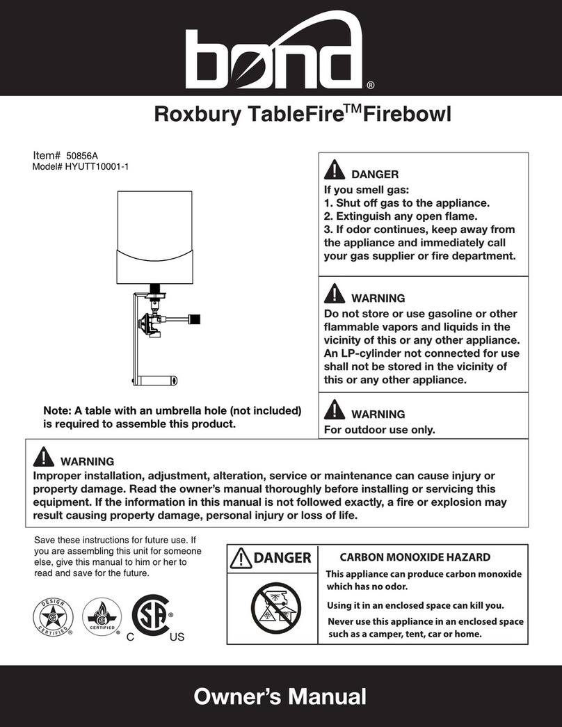 Bond Roxbury TableFire HYUTT10001-1 owner's manual