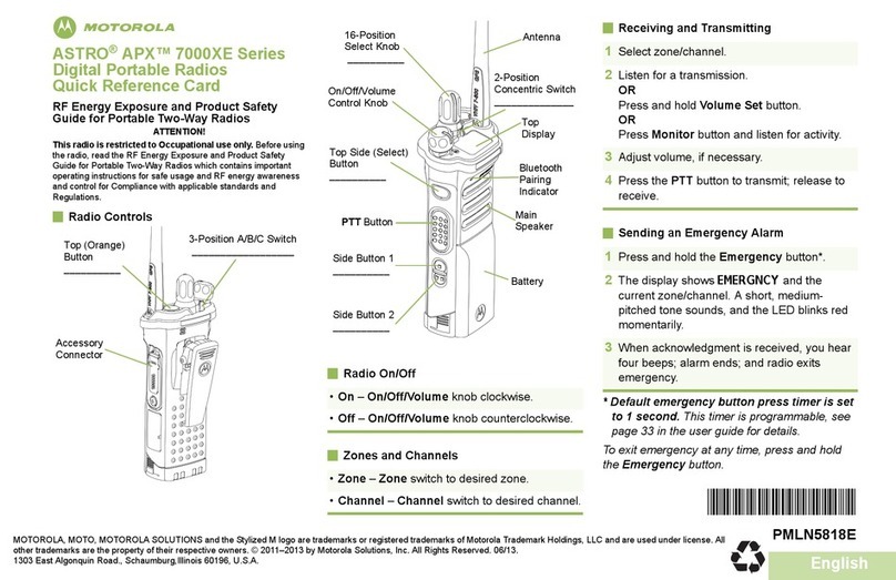 Motorola APX 7000 XE UHF Reference guide Motorola APX 7000 XE UHF Reference guide