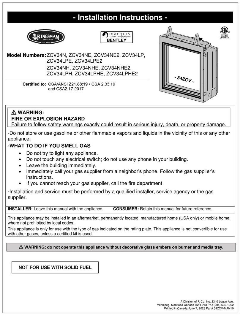 Kingsman Fireplaces ZCV34NE installation instructions Kingsman Fireplaces ZCV34NE installation instructions