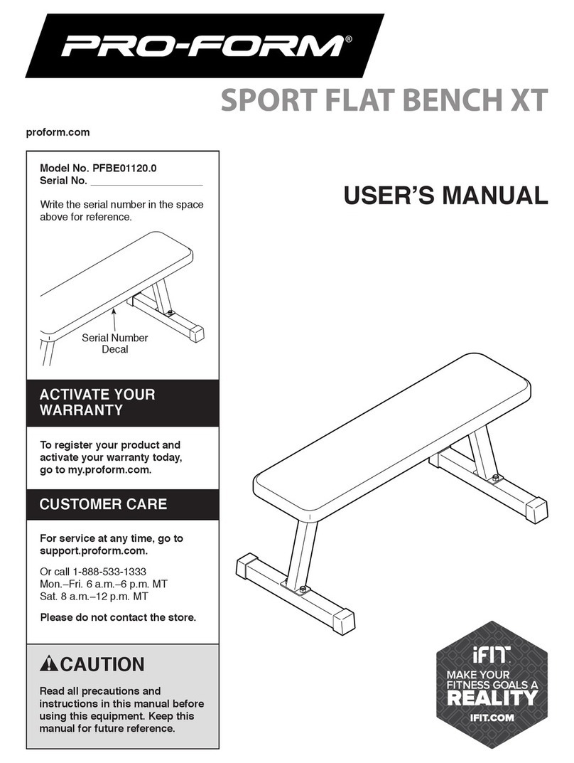 ICON PRO-FORM SPORT FLAT BENCH XT user manual