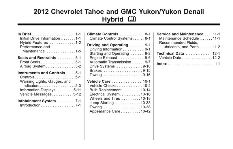 Cadillac Chevrolet Tahoe 2012 manual