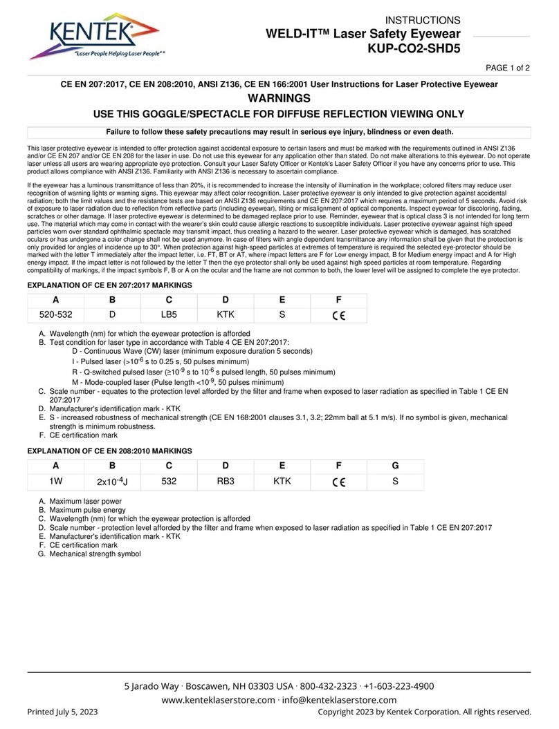 Kentek WELD-IT KUP-CO2-SHD5 User manual