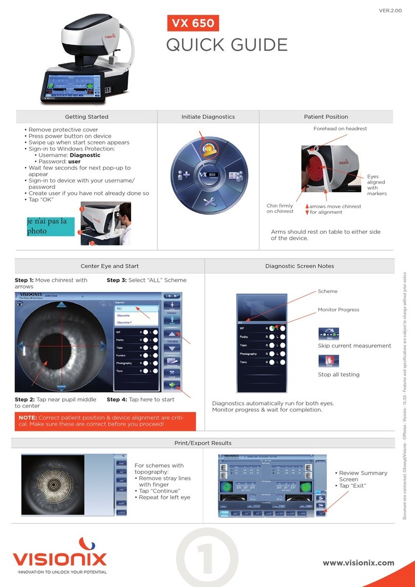 Visionix VX 650 quick guide Visionix VX 650 quick guide