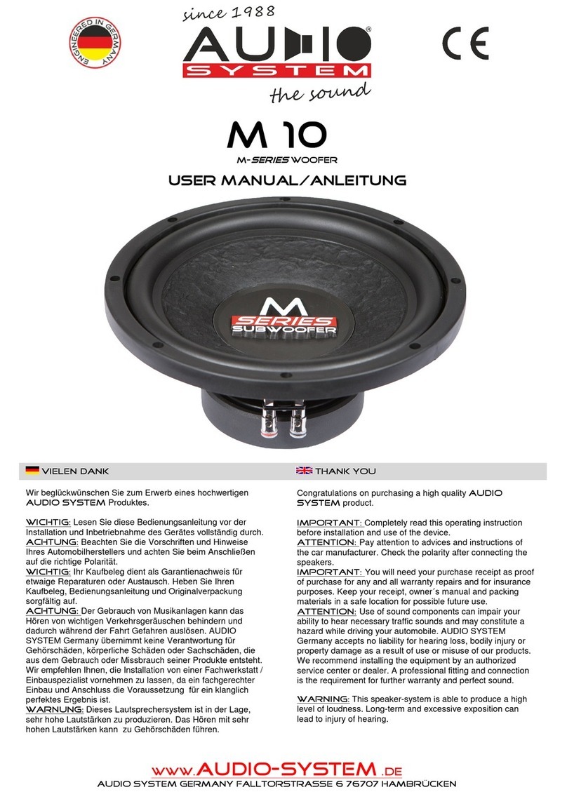Audiosystem M Series User manual