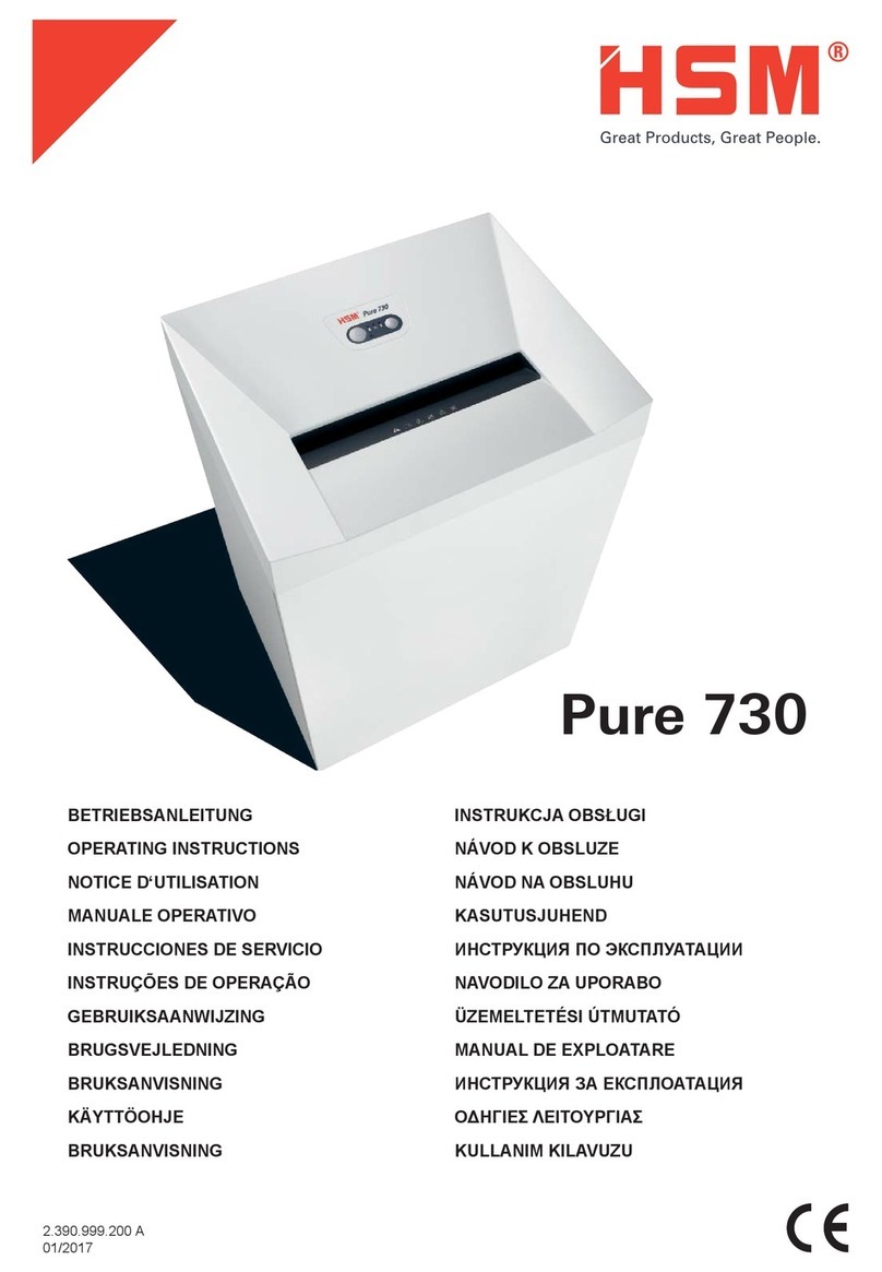 HSM Pure 730 operating instructions