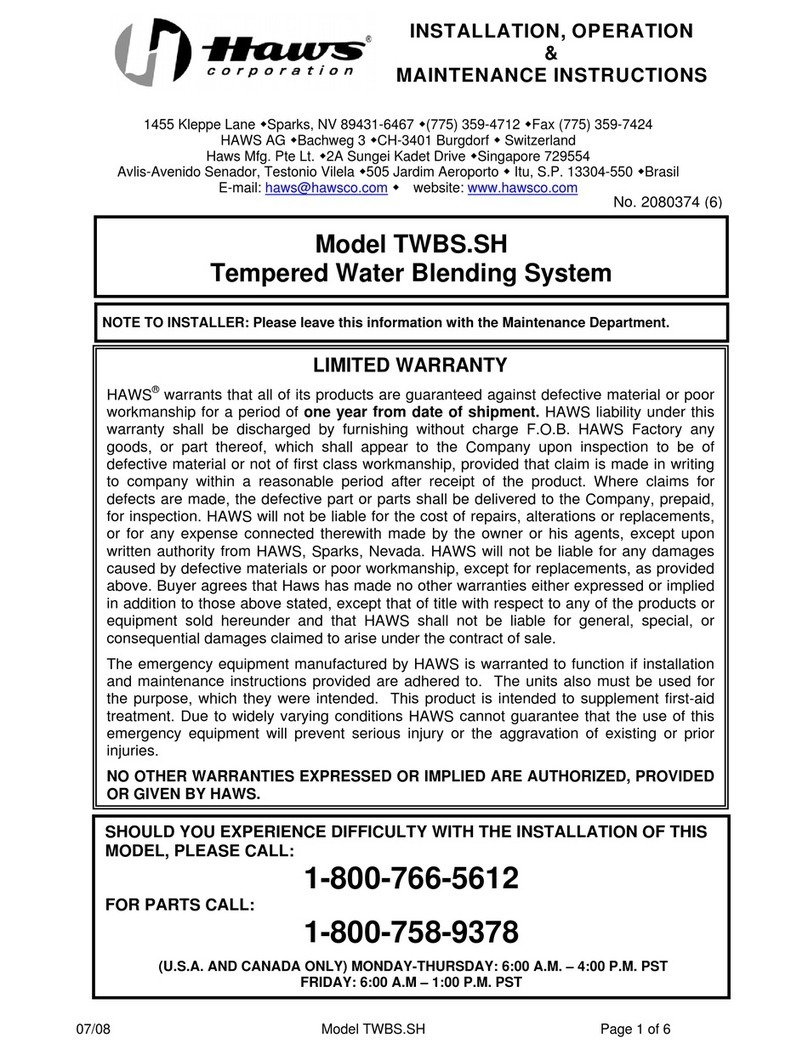 Haws TWBS.SH Installation, operation & maintenance instructions