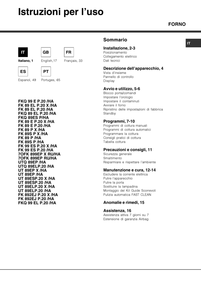 Hotpoint Ariston FKQ 99 E P.20 /HA operating instructions